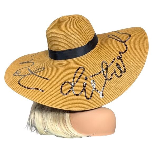 Extra Large Brim Beach Sun Hat "Do Not Disturb" - Picture 9 of 11